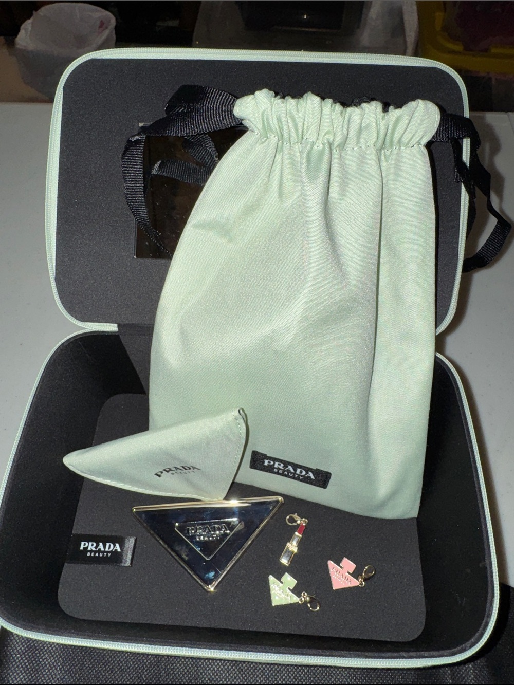 Prada Black and Silver Accessory Set